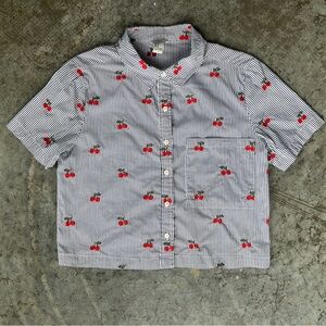 Striped Cherry Button-Up Shirt